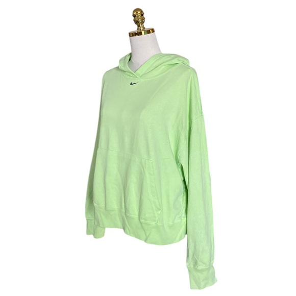 NIKE Women's Washed Cropped Neon Green Casual Sporty Oversized Hoodie Size M - Picture 12 of 15